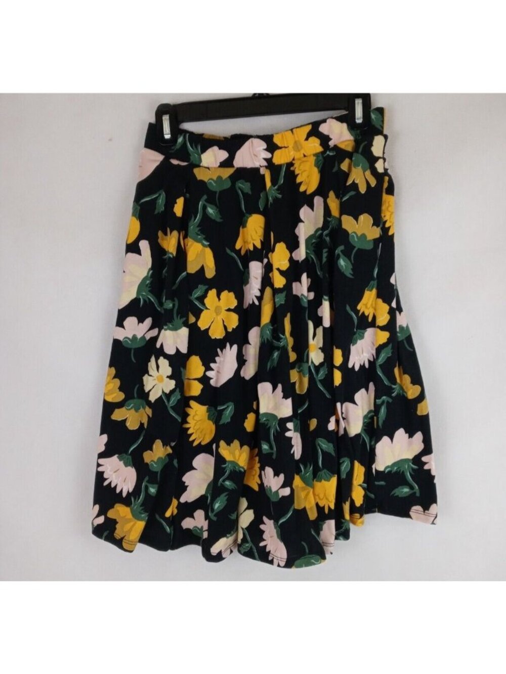 LuLaRoe Women's Black Skirt With Yellow & Pink Floral Designs Size Small